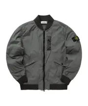 Stone Island Logo Patch Zip-Up Bomber Jacket S,L moss green
