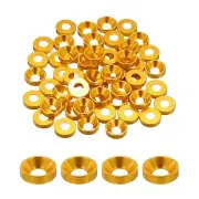 M5 Cone Cup Countersunk Washers,Anodized Aluminum for Screw RC,60PCS(Golden)