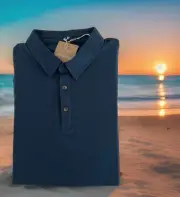 $69 Patagonia Tidepool Blue Essential Short Sleeve Polo Mens Shirt Size Small