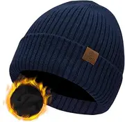 [Ztl] Merino Wool Beanie Hat for Men Women, Thick Warm Fleece Lined Knit Winter Hats Cuffed Beanie Stocking Hat Ski Skull Cap