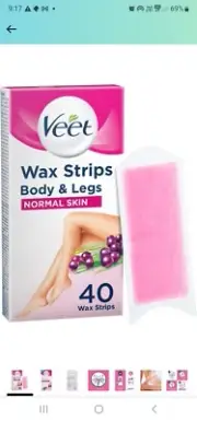 Veet Easy Gelwax Wax Strips Hair Removal for Normal Skin, 40 Pack
