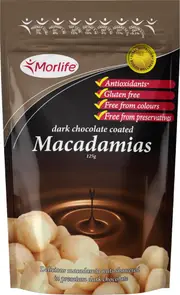 Morlife Dark Chocolate Macadamias 125g