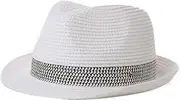 [Fancet] Straw Fedora Derby Havana Hat for Men and Women Packable Summer Beach Sun Hat