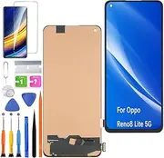 Replacement Display for Oppo Reno8 Lite 5G LCD Screen TFT, for Oppo Reno 8 Lite 5G Display Screen Touch Digitizer Assembly Repair Parts Kit (Without Fingerprint)