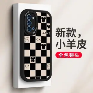 適用OPPOreno2手機殼RENO3保護套oppo reno小羊皮男女款reno3暴力熊黑白格子防摔2Z創意RENOZ高級感Pro個性潮