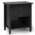 Simpli Home Warm Shaker Wood 24" Transitional Bedside Nightstand Table in Black