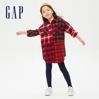 在飛比找蝦皮商城優惠-Gap 女童裝 法蘭絨格紋長袖襯衫-紅色格紋(755469)