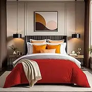Premium Ranforce Single XXL Quilt Cover (155 x 220 cm), 100% Cotton, Red | Button Closure, 145 Thread Count | Machine Washable at 30°C, Soft & Durable