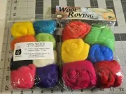 New Wistyria Editions Wool Roving Needle Felting Spinning Bright Colors 2 Packs