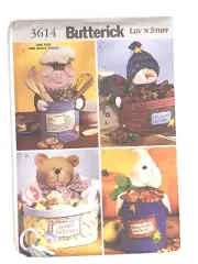 Butterick 3614 Craft Pattern HOLIDAY CONTAINERS Halloween Christmas Teddy Pig