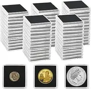 Uncle Paul 80 Pieces Coin Capsules, Coin Holder with Snap Button and Black Seals in 5 Sizes, 20/25/30/35/40mm, Clear Coin Cases for Coin Collections, Silver Dollar, Pound, Cent