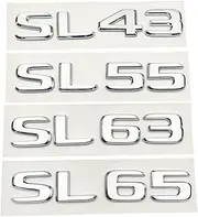 NPZPTFVFNR 3D ABS Chrome Glossy Black Letters for Car Trunk Fit for Mercedes Benz SL43 SL55 R230 SL63 SL65 AMG Logo Emblem Sticker Accessories(Chrome,SL65)