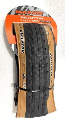 Maxxis Receptor 700 x 40C 120TPI EXO Tubeless Ready Gravel Bike Tire, Tanwall 1p