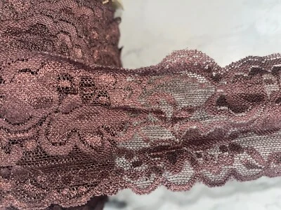 13 yards chocolate Brown scalloped trim lingerie sewing stretch lace 3" wide