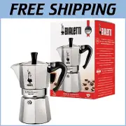 Brew Authentic Italian Espresso - Moka Express Pot 9 Cups, Silver Aluminum