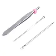 1X(3 in 1 Earpick Comedones Stick Eyebrow Tweezer Tool Set U1T7)8758