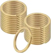 uxcell 20pcs Split Keychain Rings, 30mm Round Flat Keyrings Stainless Steel Open Key Chain Ring Dog Tag Rings for DIY Keychain Craft Lanyard, 2mm Thick, Gold