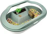 JIEBWCHA Aquatic Turtle Tank,Reptile Aquarium Tank | Basking Stage Clear Lid Bottom Drainage Habitat Area for Hermit Crab Gecko Crayfish Hermit