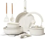 Nonstick Ceramic Cookware Set, 17-Pieces Pots and Pans Set Removable Handles,