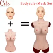 Silicone Breast Forms Full Bodysuit + Head Mask Full Face Disguise Crossdresser
