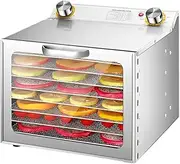 Home Food Dehydrator, Stainless Steel Fruit Dryer Machine, 30-90°C Adjustable Temperature, 360° Even Drying, 12 Hours Timer, for Vegetables Household Dehydrated, Fruits, Meat, Pet Food 8-Layer