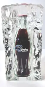 Carolina Panthers Coca-Cola Bottle 93 Inaugural Season encased in Acrylic