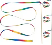 GOOHOCHY 4pcs Colorful Ribbon Sticks for Weddings Parties Dancing Safe Durable Rainbow Fairy Wands for Themed Events Bright Streamers for Celebrations