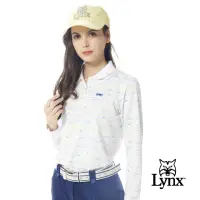 在飛比找momo購物網優惠-【Lynx Golf】女款吸濕排汗滿版亮色系線條球車果嶺圖樣