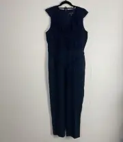 Banana Republic Women’s Navy Blue NWT Sleeveless Ruffle Neck Jumpsuit Size 10