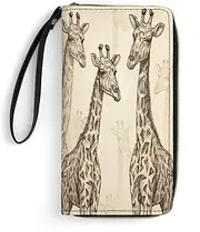 [BFGWK] Large Wallet Novelty Hand Drawn Giraffes Printing Long Wallet With Zipper Leather Wallet Suitable For Both Men And Women, style, 19.7x10.5cm