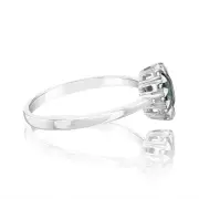 0.90 Carat London Blue Topaz and Diamond Ring in 9ct White Gold, Q