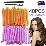40x Magic Hair Curlers Curl Formers Spiral Ringlets Leverage Rollers