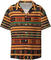 [EdWal] African Weaving Print Men's Print T Shirts Short Sleeve Polo Shirts Casual Summer Beach Shirt for Men
