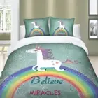 Unicorn Quilt Doona Duvet Covers Set Rainbow Single/Double/Queen Size Bed Linen