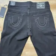 True Religion Jeans *34x34* Geno No Flap 2SB Body Rinse Black Relaxed Slim NWT