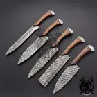 Handmade Damascus Steel Knife Set Of 5pcs With Leather Cover Chef Knives Set Au