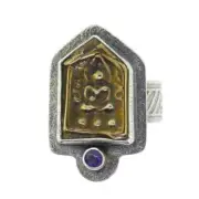Tabra Bronze Buddha & Amethyst Ring Adjustable Size 5-6