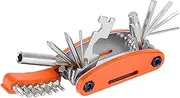 WOLMIK Bicycle Multi Tool 21 in 1 Foldable Travel Repair Tool Allen Wrench Phillips Screwdriver Torx Spoke Wrench (Orange)