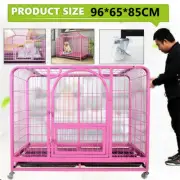 4 Wheels Dog Cage Crate Large Kennel Pet Cage Cat Puppy Metal Cage 36" Playpen