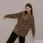 【MO-BO】復古細條紋磨毛絨面襯衫(上衣)
