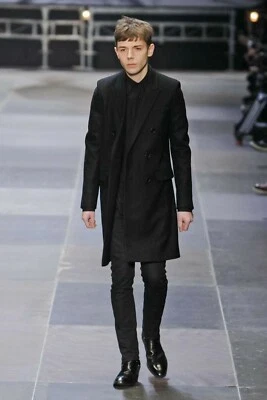 FW13 Saint Laurent Paris Double Breasted Coat Chanel Tweed sz 44 Slimane Celine