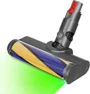 [FUNTECK] LED Soft Roller Clean Head Compatible with V12 Detect Slim, Green Light Hard Floor Vacuum Attachment for Illuminating Hidden Dust and Debris