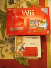 NEW RARE NINTENDO DSi XL& Wii RED 25TH ANNIVERSARY LIMITED EDITIONS w/NEW MARIO