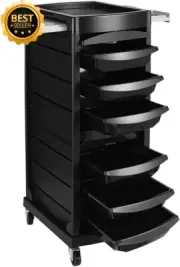 7-Tier Salon Trolley Storage Cart Lockable Beauty Tool Cart for Spa Hairdressing