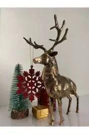 Brass Casting Big Deer Statue Figurine , Antique Vintage Style, Home Decor Deer