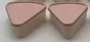Two New Tupperware Triangle Pie Wedge Containers & Liquid Tight Seals Pink