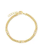 Sterling Forever 14K Plated CZ Amalia Mixed Link Bracelet