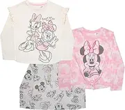 [Disney] Princess and Minnie Mouse Long Sleeve Tees 3 Pack, Long Sleeve T-Shirt 3-Pack Bundle Set for Girls