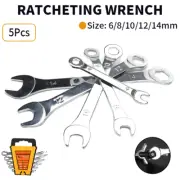 5Pcs 6/8/10/12/14mm Combination Spanner Ratcheting Combination Wrench Tool Set