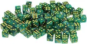 Hellery 100 Count 14mm D6 Dice for Board and Party Games, Green, 14mm
